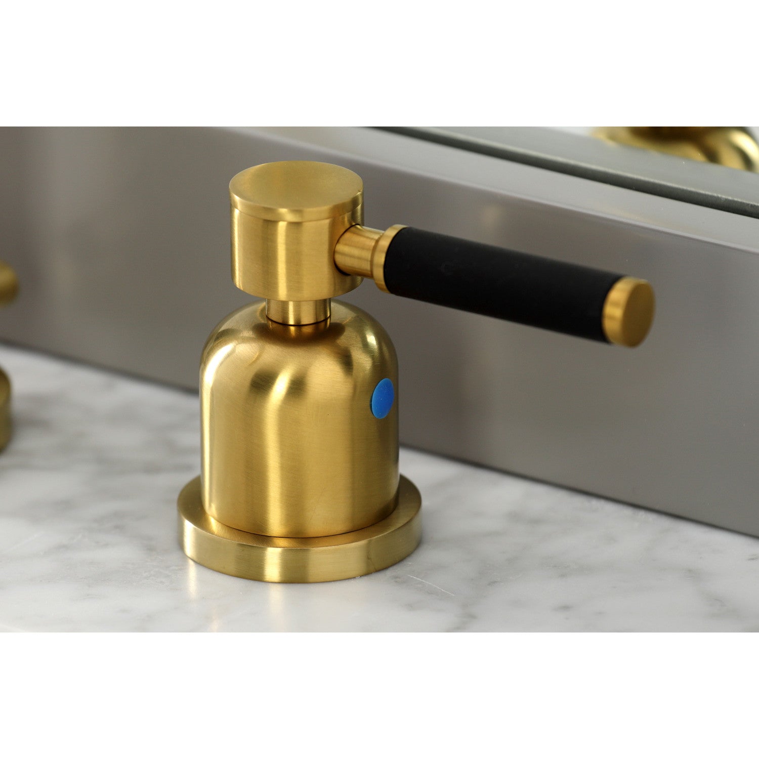 Kingston Sona FSC8923DKL - Kaiser Two-Handle 3-Hole Deck Mount Widespread Bathroom Faucet with Brass Pop-Up, Brushed Brass — thumbnail 2